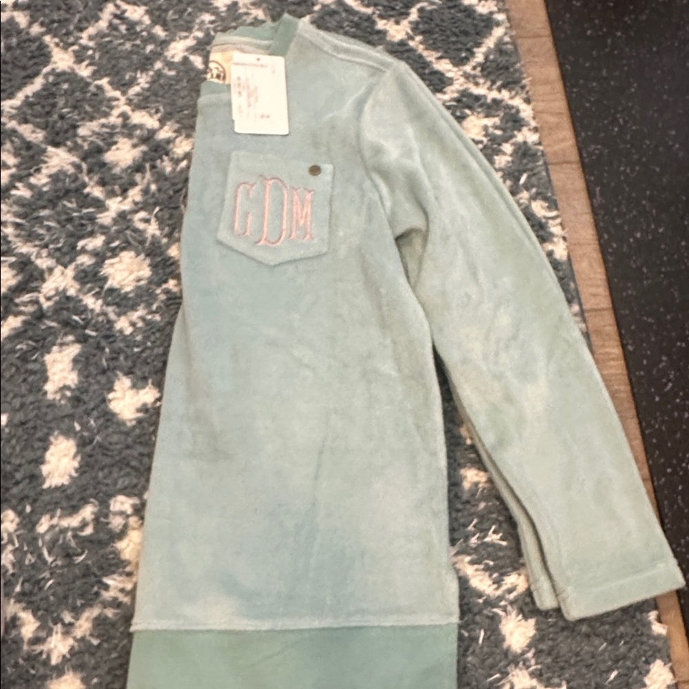 Light Blue Long Sleeve Sweatshirt with Monogram